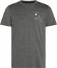 Graues T-Shirt mit Bergmotiv und Koordinatenaufdruck.