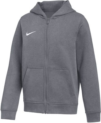 Grauer Kapuzenpullover mit weißem Nike-Logo auf der linken Brust. Grauer Kapuzenpullover mit weißem Nike-Logo auf der linken Brust.