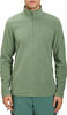 Mann in einem grünen Langarmshirt mit Stehkragen. Mann in einem grünen Langarmshirt mit Stehkragen.
