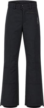 Schwarze Skihose mit Markenlogo und Reißverschlüssen.