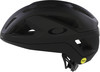Ein mattschwarzer Oakley-Fahrradhelm mit Mips-Logo auf der Rückseite.