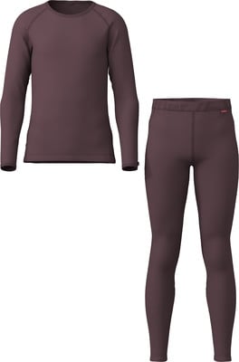 Langarmshirt und Leggings in Dunkelbraun, nebeneinander abgebildet. Langarmshirt und Leggings in Dunkelbraun, nebeneinander abgebildet.