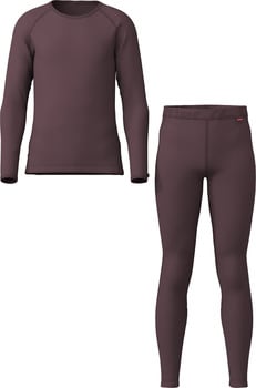 Langarmshirt und Leggings in Dunkelbraun, nebeneinander abgebildet.