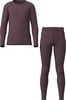 Langarmshirt und Leggings in Dunkelbraun, nebeneinander abgebildet.