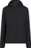 Schwarze Herrenjacke mit Kapuze und Reißverschluss.
