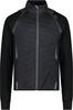 Schwarze Steppjacke mit Kapuze und Reflektoren.