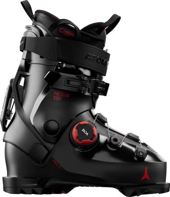 Schwarze Atomic Nexus 130 Skischuhe mit BOA-System für perfekte Passform. Schwarze Atomic Nexus 130 Skischuhe mit BOA-System für perfekte Passform.