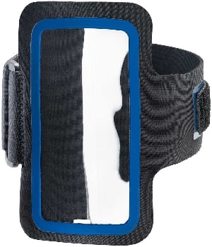 Černý sportovní pásek na ruku s průhlednou kapsou na telefon.
