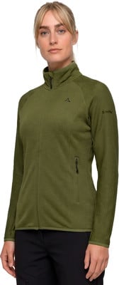 Damen-Fleecejacke in Grün mit Reißverschluss und Logo. Damen-Fleecejacke in Grün mit Reißverschluss und Logo.