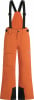 Orange Skihose mit Latz und schwarzen Trägern.