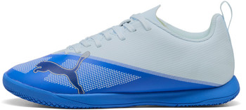 Herren-Hallenfußballschuhe von Puma in Blau-Weiß mit Logo.