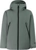 Grüne Herrenjacke mit Kapuze und schwarzem Reißverschluss.
