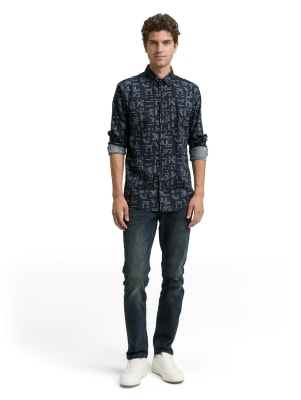 Tom Tailor Fitted Printed fréfi hosszú ujjú póló