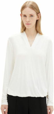 Tom Tailor TOM TAILOR Crepe V-Neck női hossztú ujjú póló