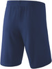 Rückansicht einer dunkelblauen Hose mit elastischem Bund.
