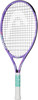 Violette Tennisschläger mit Blumenmuster und weißem Griffband.