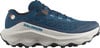 Blaue Salomon Laufschuhe mit weißer Sohle und Markenlogo.