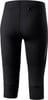 Schwarze Damen-3/4-Leggings mit Reißverschlusstasche und reflektierendem Detail.