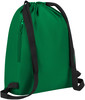 Grüne Tasche mit schwarzen Trägern und Fronttasche mit Reißverschluss.