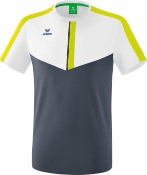 Herren-Sportshirt von Erima mit kurzen Ärmeln in Dunkelgrau und Weiß.
