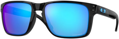 Schwarze Oakley Sonnenbrille mit blauen verspiegelten Gläsern und Logo Schwarze Oakley Sonnenbrille mit blauen verspiegelten Gläsern und Logo