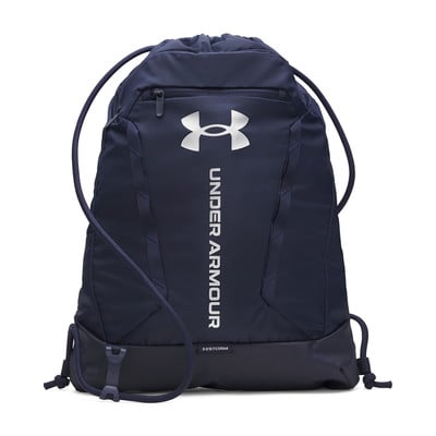 Sötétkék Under Armour hátizsák ezüst logóval és felirattal. Sötétkék Under Armour hátizsák ezüst logóval és felirattal.