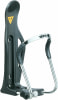 Schwarzer Flaschenhalter mit Topeak-Logo und silbernem Rahmen.
