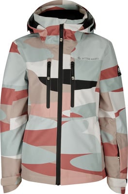 Damenjacke mit buntem geometrischem Muster und ACTIVE REBEL Logo. Damenjacke mit buntem geometrischem Muster und ACTIVE REBEL Logo.