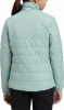 Rückansicht einer hellgrünen Damen-Steppjacke mit hohem Kragen.