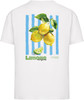 Weißes T-Shirt mit Zitronen- und blauen Streifenaufdruck
