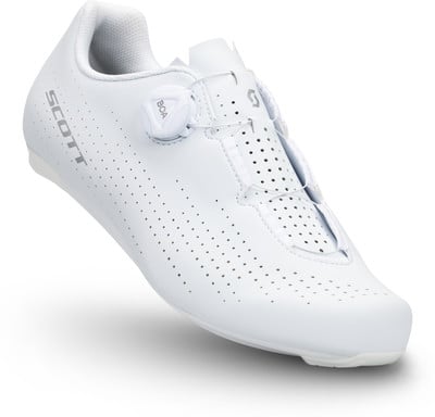 Weißer Scott Radschuh mit BOA-System und Perforation.