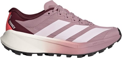 Damen-Laufschuh von Adidas Terrex in Rosa mit weißen Streifen.