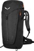 Schwarzer Salewa Wanderrucksack mit orangefarbenen Akzenten und Markenlogo.