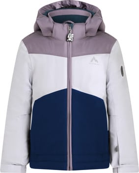 McKinley Kinder-Skijacke mit Kapuze und farbenfrohem Design.