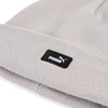 Graue Strickmütze mit schwarzem Puma-Etikett und Logo.