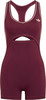 Damen-Bodysuit aus Burgunderrot von Adidas mit weißen Streifen und Ausschnitt.