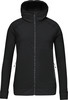 Schwarze Damen-Kapuzenjacke mit durchgehendem Reißverschluss-Logo.