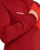 Rotes Sweatshirt mit Mammut-Logo und rotem Ärmeldetail.