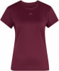 Damen-Weinrotes Adidas T-Shirt mit kurzen Ärmeln und Logo.