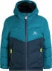McKinley Kinder-Winterjacke mit Kapuze und Reißverschluss in Dunkelblau und Türkis.