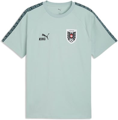 Hellblaues T-Shirt mit Puma-Logo, KING-Schriftzug und österreichischem Fußballwappen.