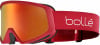 Eine rote Skibrille mit orange verspiegelter Scheibe und Bolle-Logo.