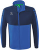 Herren dunkelblaue Erima Jacke mit blauen Ärmelstreifen und Reißverschluss.