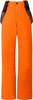 Orange Skihose mit Hosenträgern und Protest-Logo.
