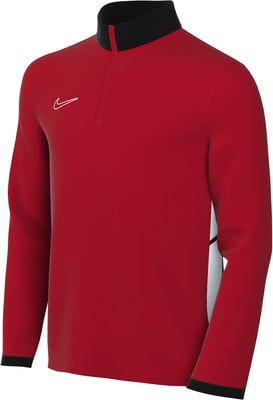 Rotes Nike Sweatshirt mit Reißverschluss und schwarzem Kragen.