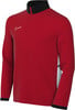 Rotes Nike Sweatshirt mit Reißverschluss und schwarzem Kragen.