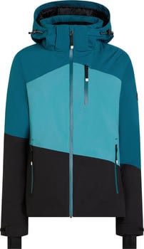 Damenjacke mit Kapuze in Blau-Schwarz, ideal für Wintersport.