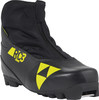 Schwarzer Fischer RC3 Classic Langlaufschuh mit gelben Akzenten und Reißverschluss.