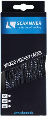 Verpackung schwarzer gewachster Eishockey-Schnürsenkel der Marke Schanner.