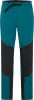 Tealfarbene Outdoorhose mit schwarzen Einsätzen und verstellbarem Bund.